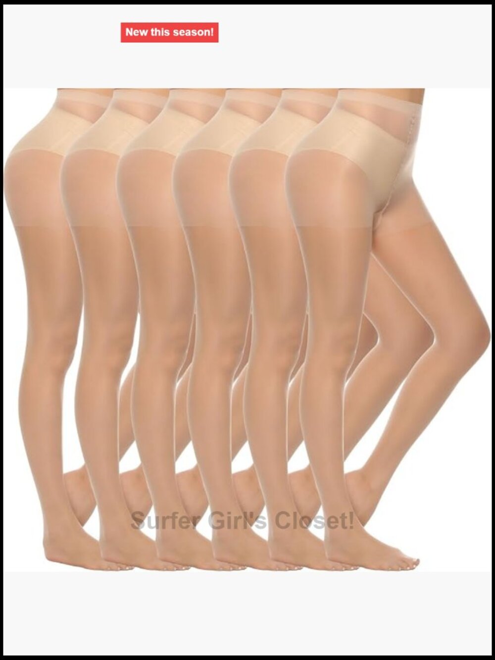 6 Pairs Women's 20D Sheer Pantyhose Control Top Run Resistant Nylon Tights